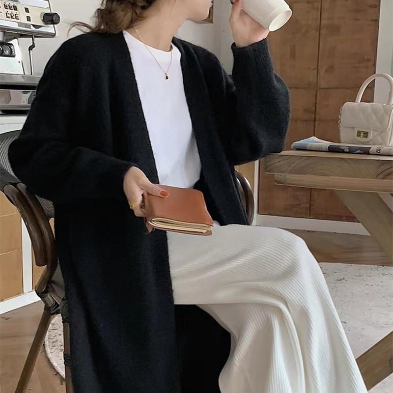 

Свитер средней длины, кардиган, весенняя и осенняя куртка, женская верхняя одежда в стиле ретро, вязаный свитер, женские топы One size чёрный