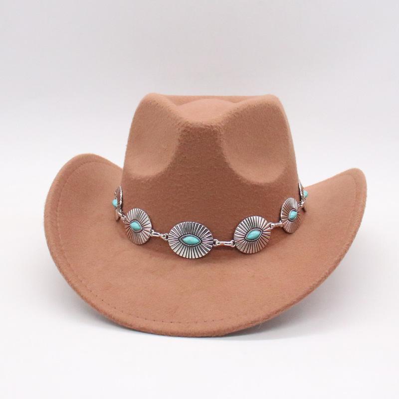 Western Cowboy Hat Jazz Top Hat Concave Men'S And Women'S Party Felt Jazz Hat