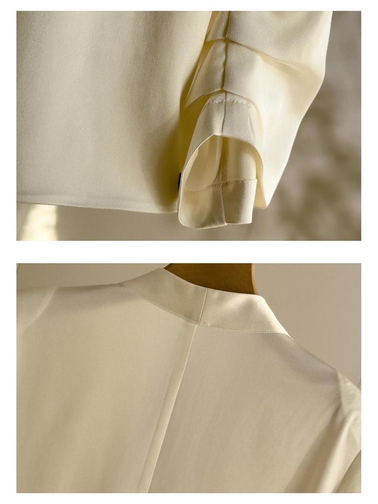 Endy Seven-Sleeve Versatile V-Neck Acetate Suit Jacket, Spring/Summer 2026: Stylish and Elegant Business Attire