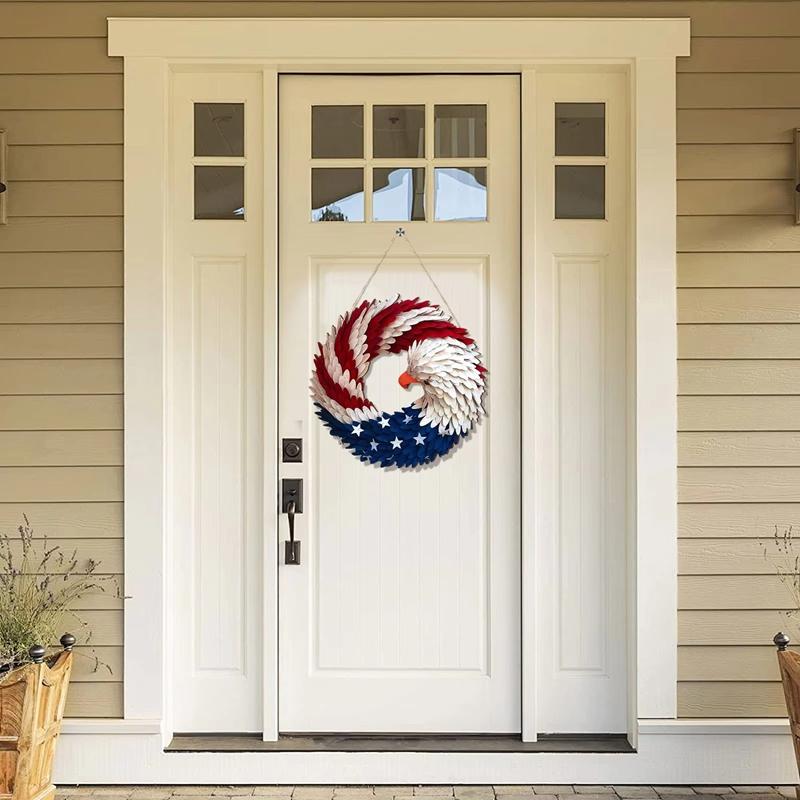 30cm 4th Of July Wreath Independence Day Decorations Flag Summer Hanging Wreath Artificial Flowers for Home Wall Porch Door