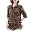 Šifonová Stylová Dámská Košile Velká Velikost Potisk Volná Zeštíhlující Košile Móda Leopardí Potisk