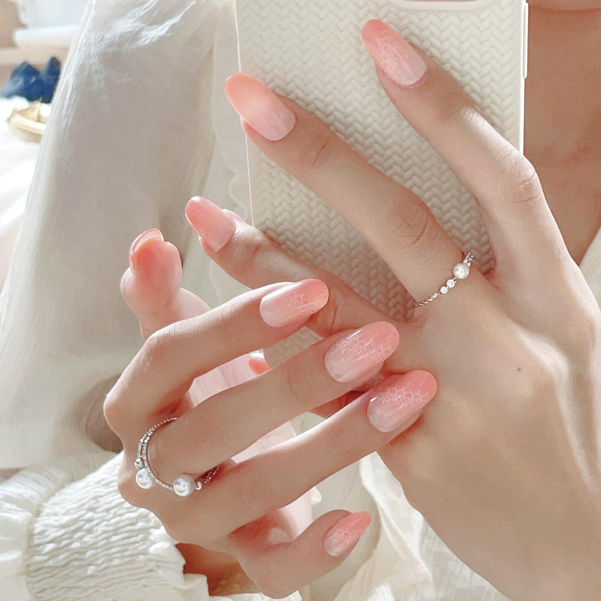 

Fresh Gradient Pink French False Nail Stickers - Spring/Summer Collection