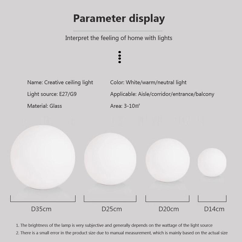 תאורת LED תקרה כדור זכוכית לבן מנורת תקרה מינימליסטית אמבטיה מרפסת חדר שינה כניסה גוף תאורה תאורת פנים
