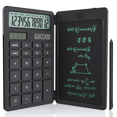 NEWYES Electronic Memo Pad with Calculator, Solar Rechargeable, Foldable, One-Touch Erase, Multifunctional Digital Paper Calculator, 12 Digits, Easy T