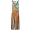 Fashion Style 2024 Summer New Arrival Female Ruched Tie-Dye Floral Print Slit Mid Length Long Length Dress 3031200 330