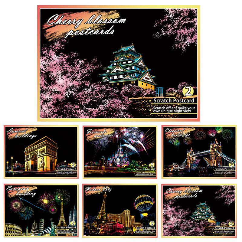 Colorful Night View Magic Scratch Art Painting Paper Kit Perfect For Young Artists And Gift Giving
