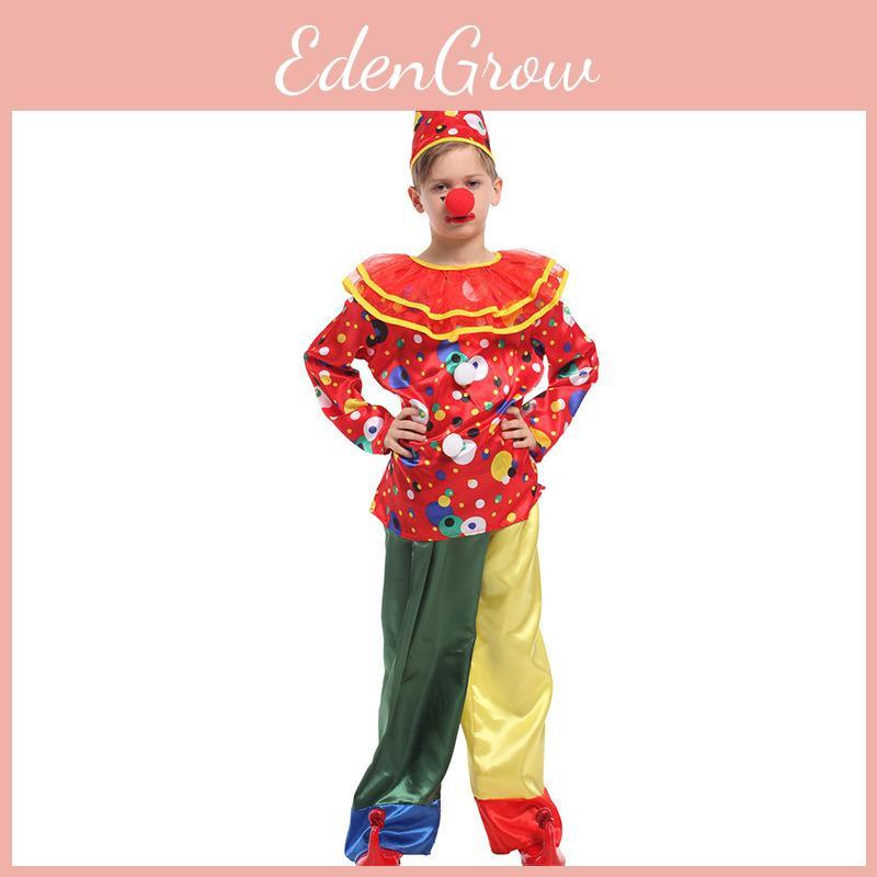 Colorful Western Halloween Costume For Kids Featuring Fun Clown Design With Polyester Fabric