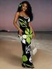 Summer European and American new printed, sexy slim-fitting hip-wrapped dress seaside vacation suspender dress