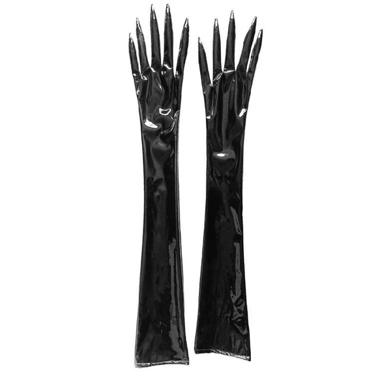 Stylish Enamel Leather Long Gloves for Female Party Wea Halloween Witch Costume Gloves for Evening Galas and Masquerades