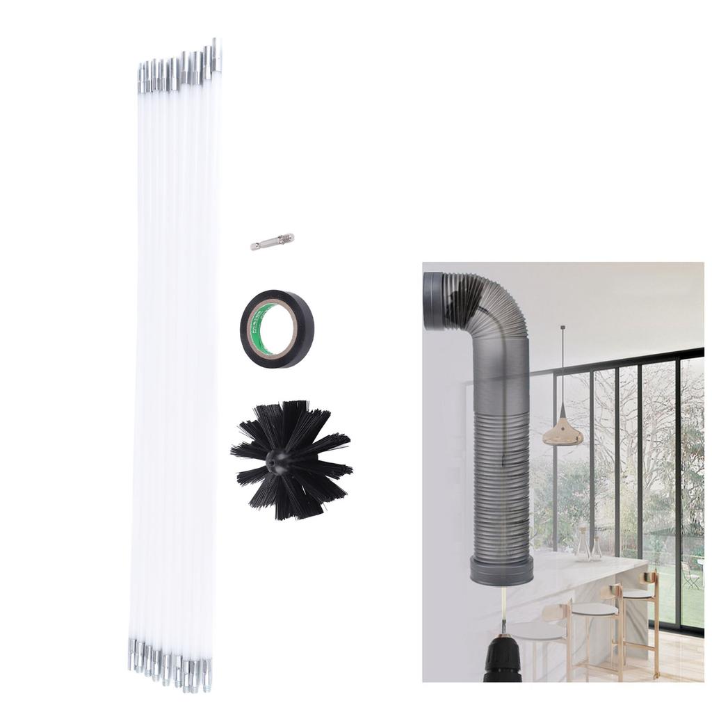 12Pcs Chimney Pipe Inner Wall Cleaning Brushes Flexible Electric Drill Part for Dryer Flue 16in Rod