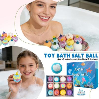 Children's Ocean Surprise Bath Ball Set (12-piece), Bath Balls With Hidden Animal Toys Inside