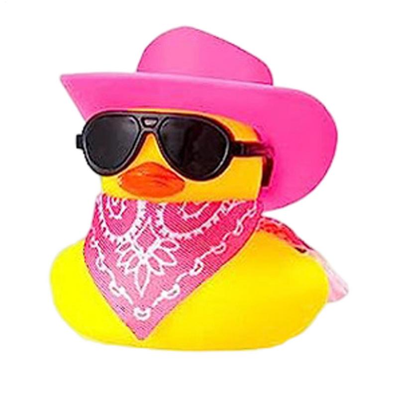 Car Rubber Duck Cowboy Rubber Duck Cool Dashboard Ornament Sunglass Car Duck for Dashboard Toy Car Decoration Accessories