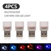 4Pcs Car Mini USB LED Ambient Light Portable Plug and Play Decorative Atmosphere Lamps for Interior Environment Flashing Light