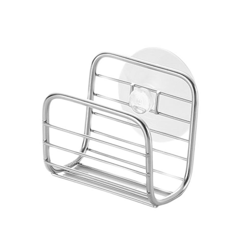 Stainless Steel Sink Storage Holder Suction Cup Dishcloth Stand Sponge Drain Rack Bathroom