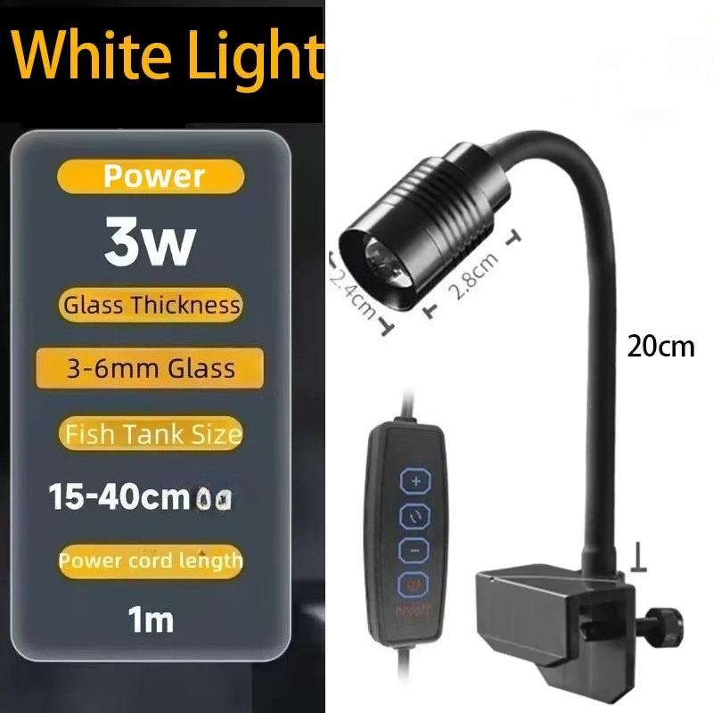 

Mini 3W LED Aquarium Spotlight Clip Lamp South American Style Fish Tank Light for Planted Nano Aquarium Lighting White Light