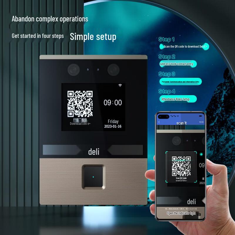 Deli DL-D3 Dynamic Face & Fingerprint Cloud Attendance Machine