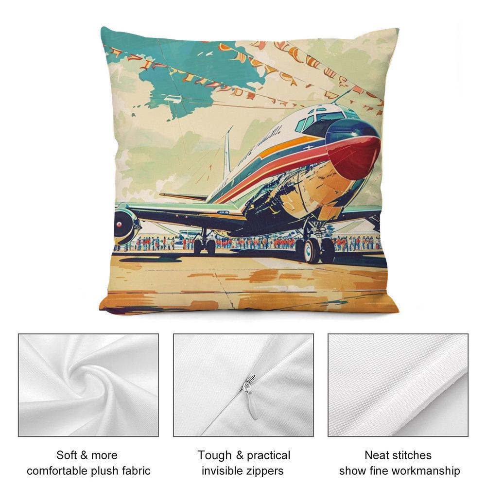 Cool Aircraft Airplane Pillow Case Living Room Sofa Decorative Cushion Cover Simple Household Light Luxury Printed Pillow