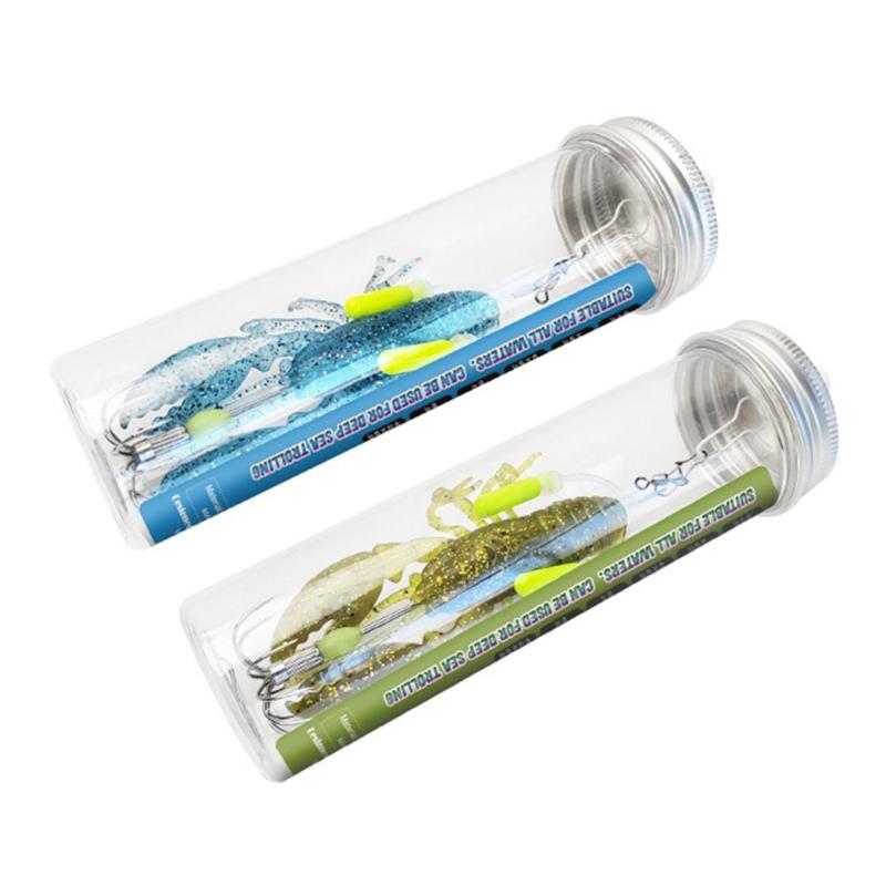 Soft Crustacean Fishing Tackle with Bright Body, Slow Sink and Umbrella-Style Hook Cluster for Retrieval Fishing Use