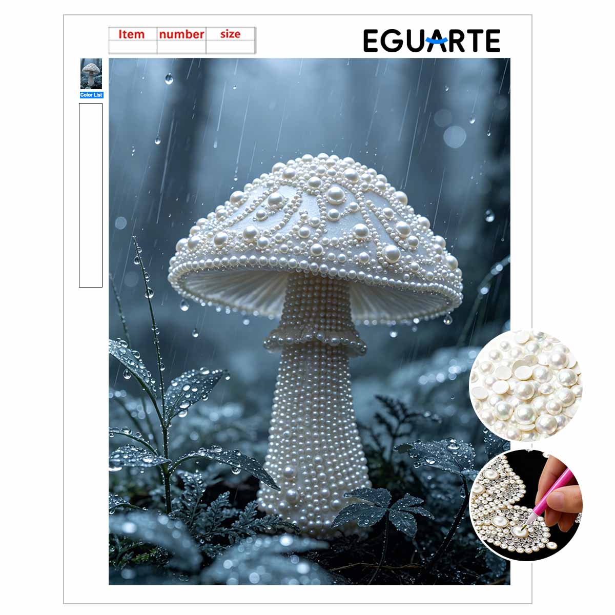 Pearl mushroom painting handmade creative projects. home wall decoration. 30x40