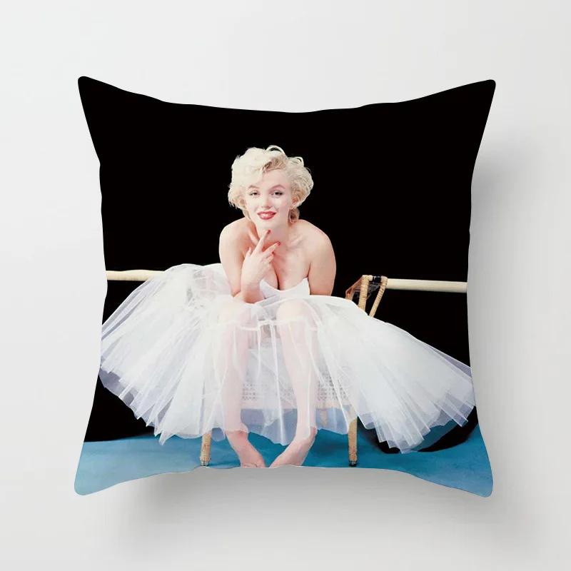 Marilyn Monroe Cushion Cover Decorative Polyester Sofa Throw Pillow Cover Retro Women Super Stars Pillowcase Home Decor 45X45CM