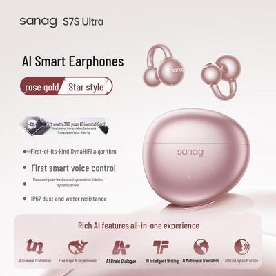 SANAG S7S Ultra AI Translator Ear Clip Bluetooth Headphones