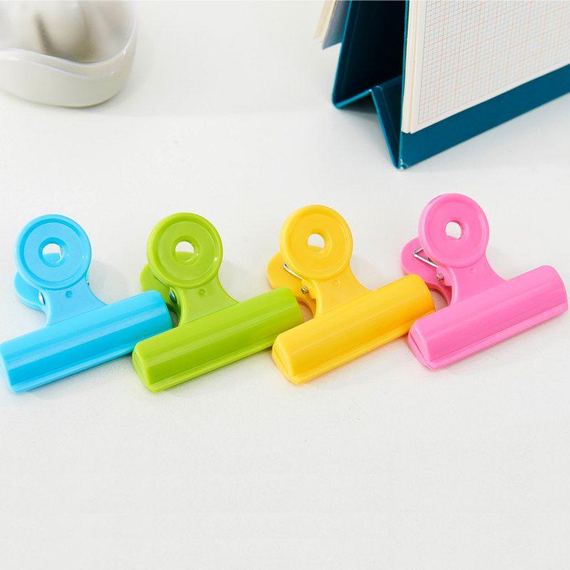 Color Plastic Ticket Holder Candy-Colored Clips Ticket Clips For Home Large Financial Transparent Document Folder Office Stationery