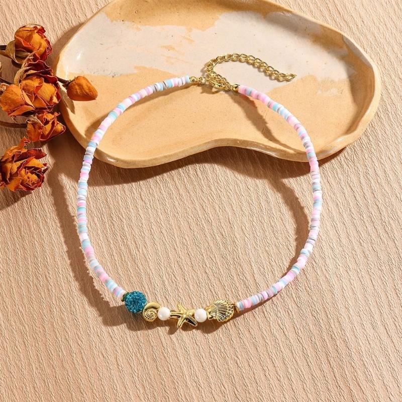 Bohemian Colorful Necklace For Women Girls Adjustable Beaded Neck Chain Unique Fashion Accessory Jewelry Gift