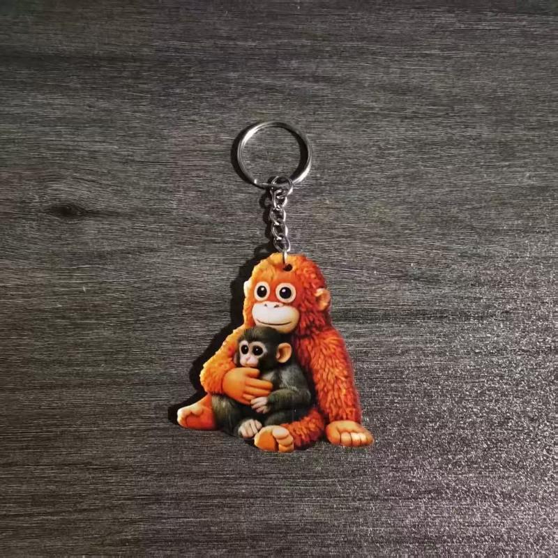 Protect Punch The Monkey Plush Toy Keychain/Red Orangutan Keychain one size
