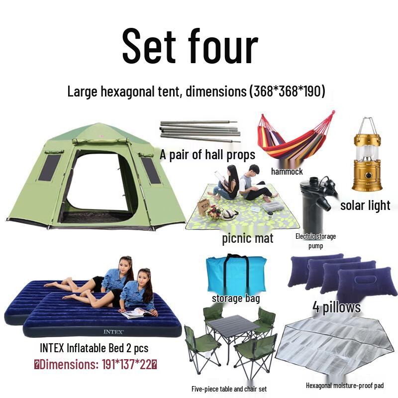 Primitive Wolf Automatic Double-Layer Camping Tent, 5-8 Person