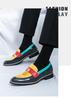 Mocassini Casual da Uomo in Pelle - Design Retro Color Block con Nappine