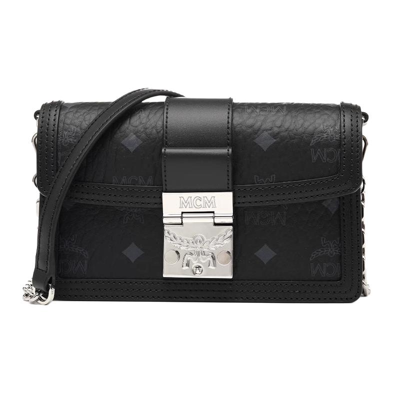 

New MCM Tracy Visetos Coated Canvas Leather Shoulder Bag, Crossbody Bag Mini Women s Black MWRBAWO05BK001 18.5*5.1*10.9CM