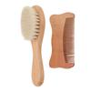 Drewniany Zestaw Szczotki i Grzebienia do Włosów Niemowlęcych do Kąpieli Dziecka Drewniany Grzebień Szczotka z Wełny Męska do Stylizacji Włosów na Olejek Szczotka do Brody