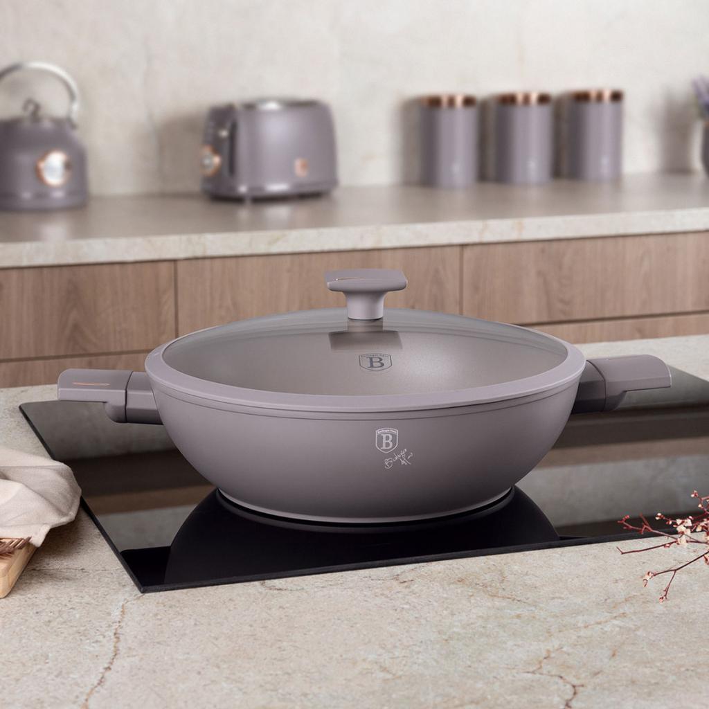 TITANIUM WOK WITH LID 30cm BERLINGER HAUS BH-8095 TAUPE