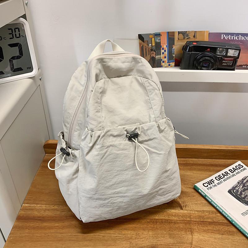 Color Simple Solid Lightweight Neutral Casual Backpack For Commuting Daily