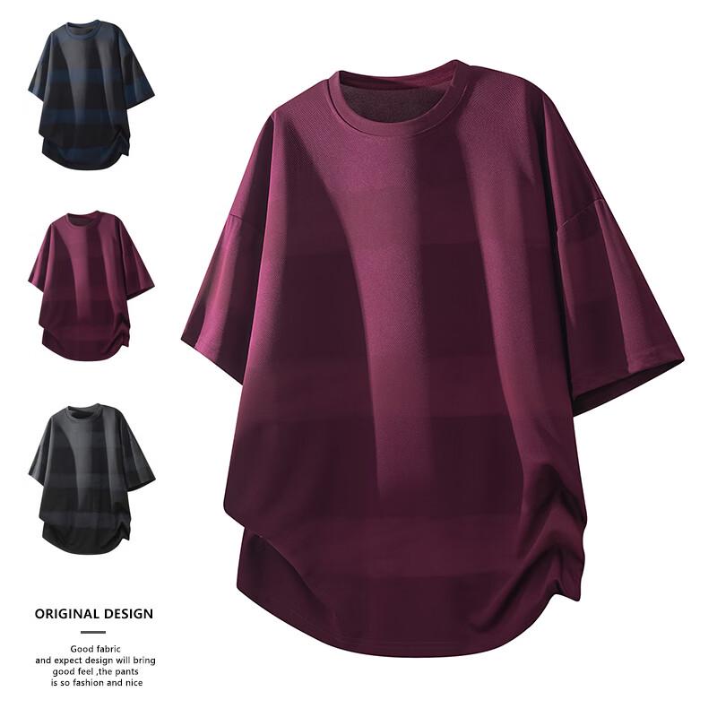MEDE Men s Striped Casual Loose Fit Short Sleeve T-Shirt M