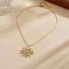 Gold Plated Stainless Steel Two-tone Daisy Pendant Snake Chain Necklace for Women