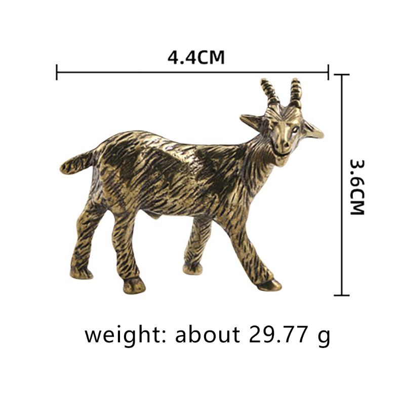 Retro Goat Ornaments Brass Figurines Tea Pets Ancient Bronze Zodiac Animals Desk Decoration Vintage Home Decor Souvenir