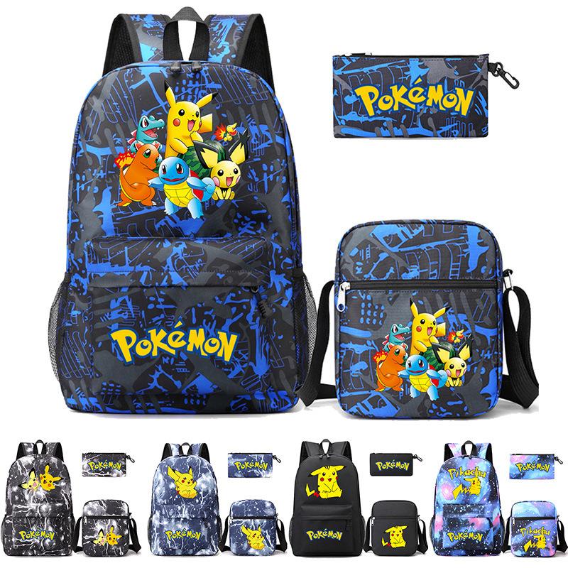 Backpack Teen Student School Bag Three-piece Pencil Case Crossbody Bag