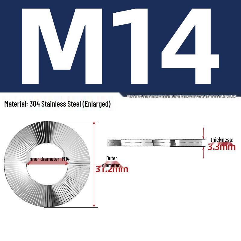 DIN25201 304 Stainless Steel Self-Locking Double Stack Washer, 65Mn Manganese Anti-Loosening, Double-Sided Tooth Layer.