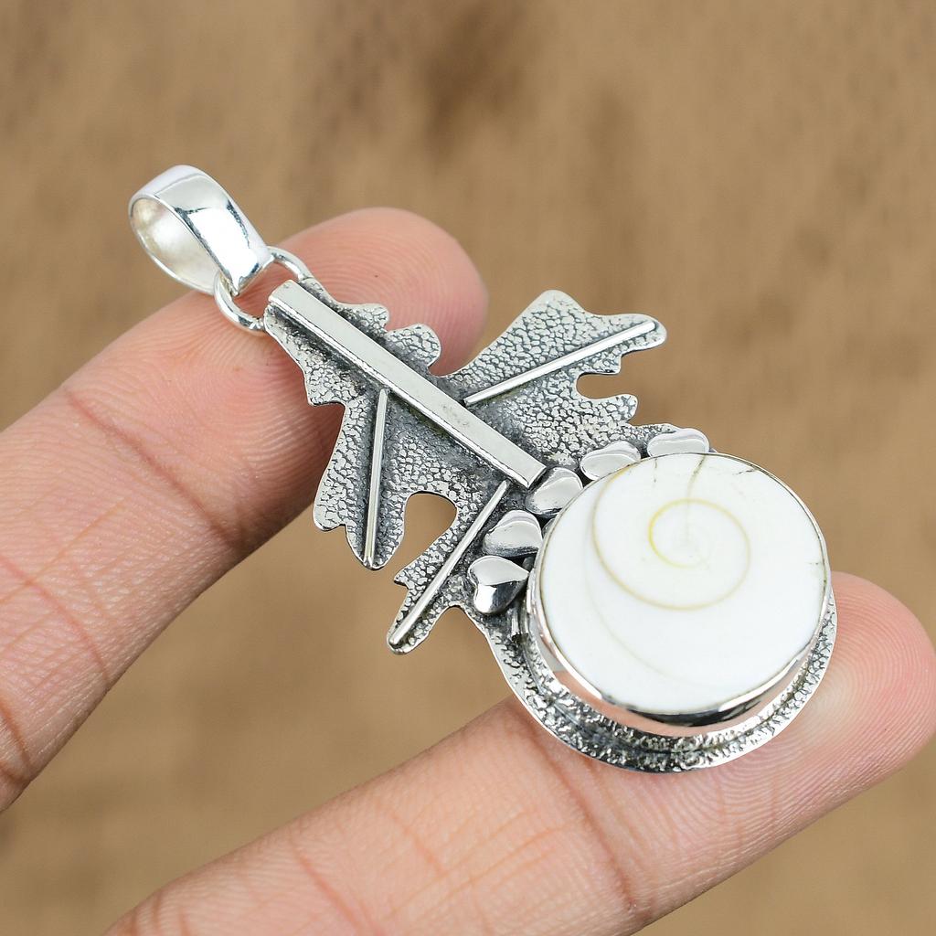 Birthday Gift For Her Natural Shiva Eye Shell Gemstone Pendant 925 Silver