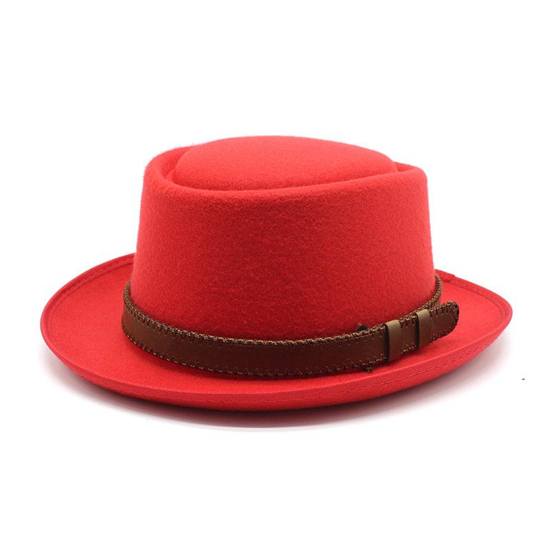 

Вестерн цилиндр шерстяной цилиндр шляпа мужчины и женщины открытый дорожный головной убор зимняя шляпа джентльмена M（56-58cm） красный