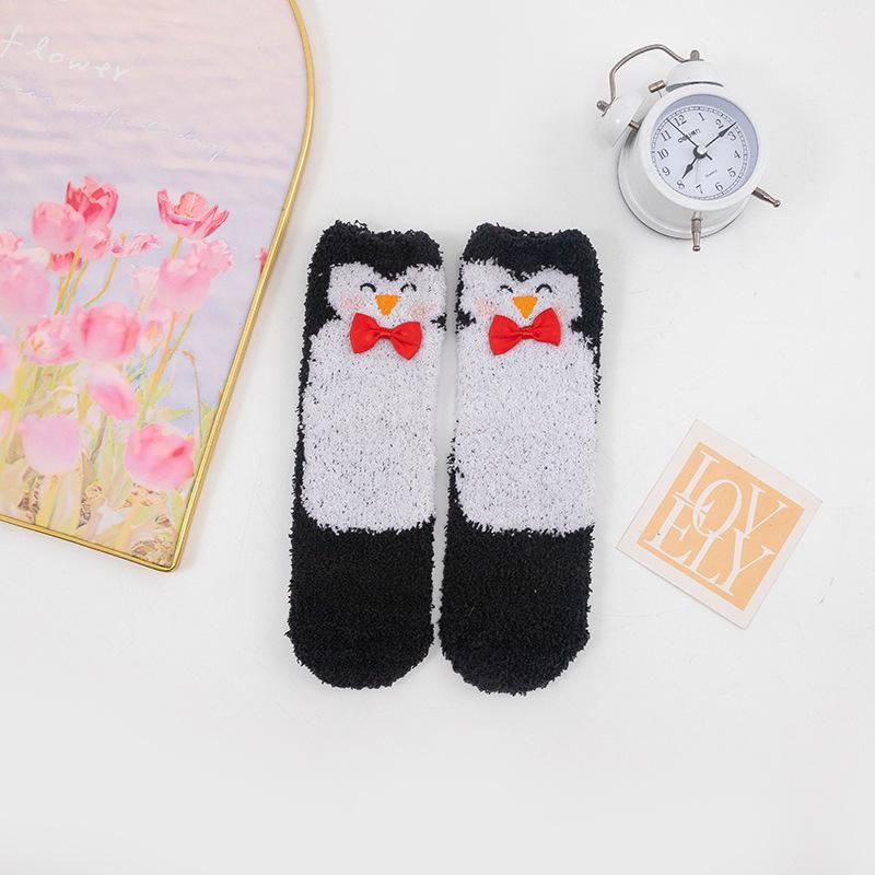 

New Non-Shedding Coral Fleece Women s & Kids Cartoon Christmas Thick Non-Slip Sleep & Floor Socks. One Size 33-39
