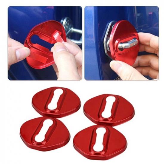 For Toyota Corolla 2014- 4Pcs/Set Red Car Door Lock Protective Cover Trim