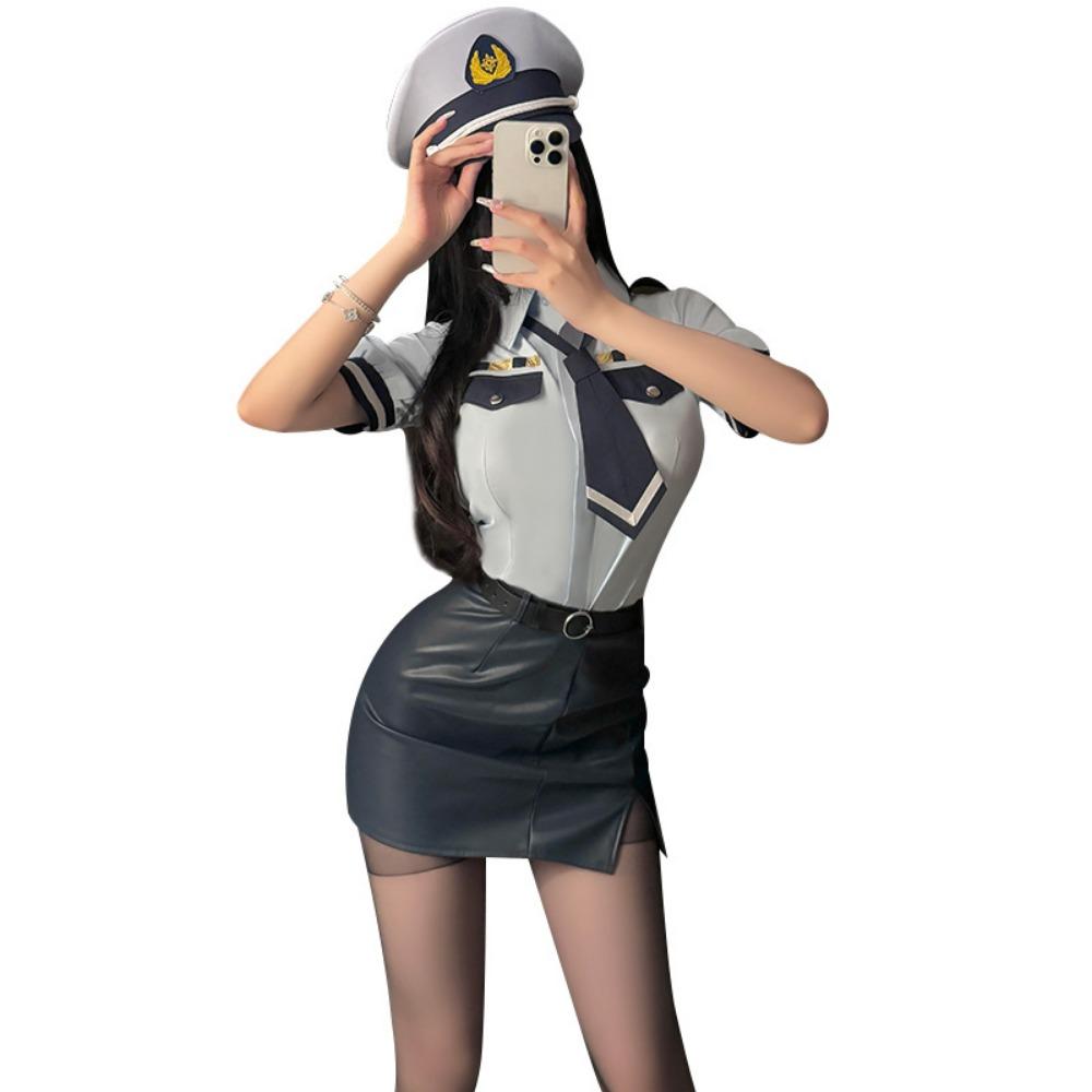 Xianyi Erotic Underwear Pure Desire To Wrap Buttocks Stewardess Uniform Large Size Seduction Policewoman Sexy Suit Nightclub Clothes 598