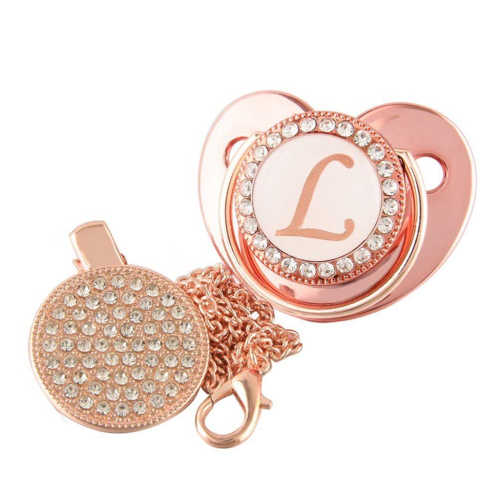 Stunning Crystal Rhinestone Baby Soothers And Pacifier Clips Bpa-free Silicone