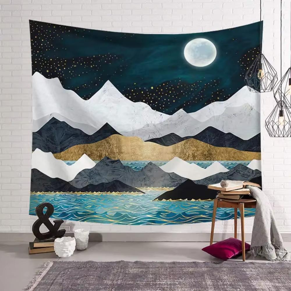 Mountain Forest Sunset Party Backdrop Tapestry Nature Landscape Photo Booth Background for Outdoor Camping Events Decor
