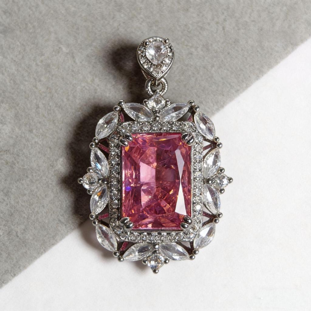 Gesi'en Luxury Ice Flower Pendant with Inlaid Pink Zircon