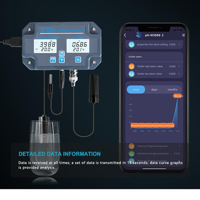 Smart Wifi Online Water Quality Tester Wireless 6 in 1 Water Monitor PH EC TDS SALT G.S Temperature Meter By Mobile APP Control