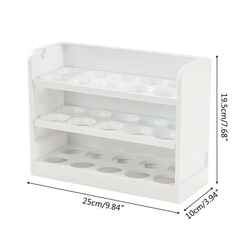 30 Grids Plastic Egg Holder for Refrigerator 3-Layer Flip Fridge Egg Tray Tool