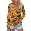 Women's Casual Fashion Sexy Comfort Halloween Printed V-Neck Button Long Sleeve
